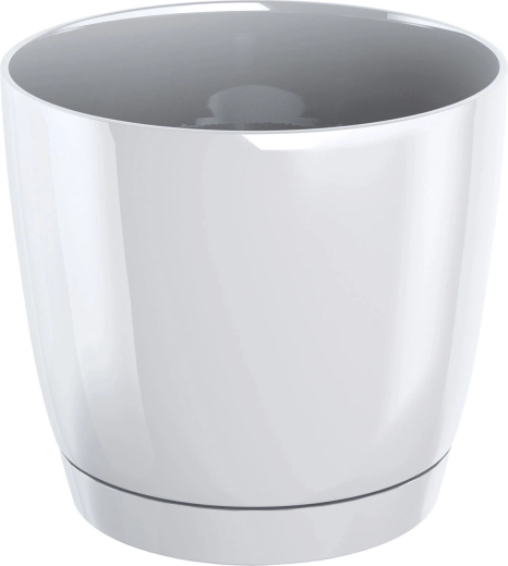 COUBI ROUND P kerek virágcserép alátéttel, 13,5 cm, fehér