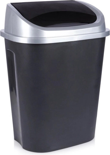 Műanyag szemetes billenő fedéllel, 50 l, fekete