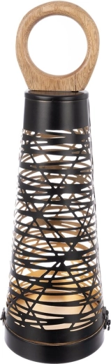 Cone fém-fa gyertyatartó fekete-arany 43 cm