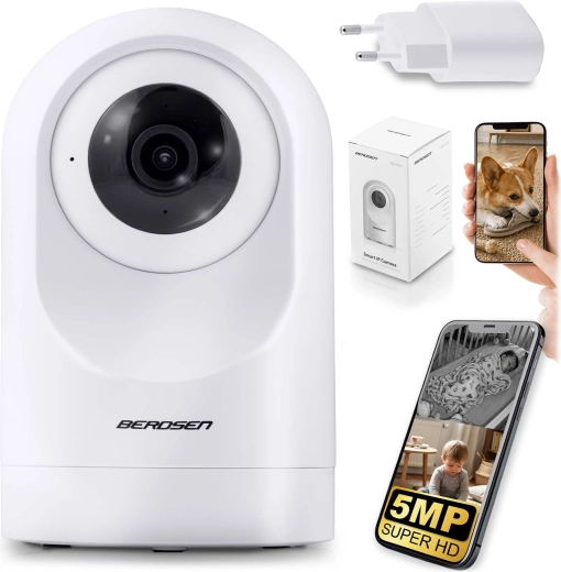 Forgatható Wi‑Fi IP kamera 5 MP Berdsen fehér