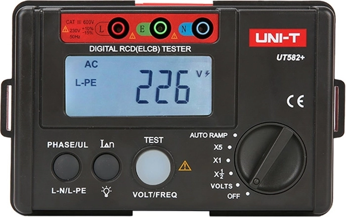 Uni-T UT582+ áram-védőkapcsoló (RCD) teszter