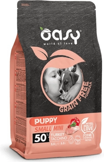 Oasy Grain Free Adult Small/Mini kutyatáp pulykahússal 2,5 kg