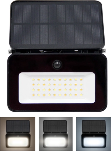 Solight napelemes LED reflektor érzékelővel, 6 W, 660 lm, fekete