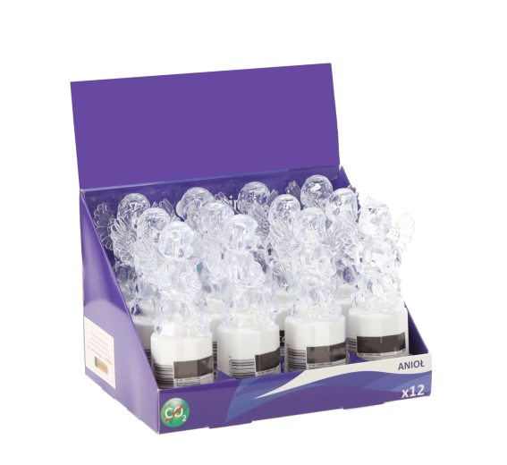 LED angyal gyertya elemmel 15 cm, hideg fehér