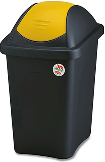 Billenős MULTIPAT szemetes 30 l, téglalap alakú, fekete–sárga fedél