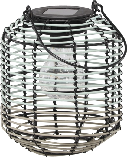 Napelemes fém lampion LED 19 cm zöldesszürke