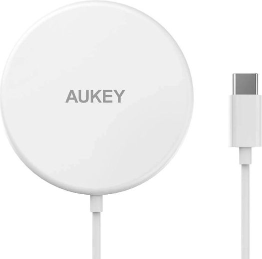 Aukey Aircore Magnetic LC-A1 fehér vezeték nélküli MagSafe Qi 15 W USB‑C töltő