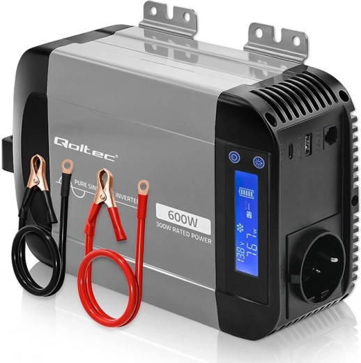 Qoltec tiszta szinuszos feszültségátalakító 12 V-ról 230 V-ra 300/600 W