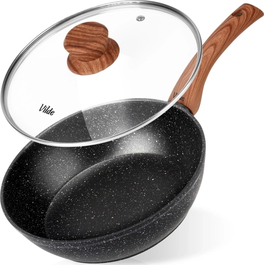 Gránit serpenyő üvegfedővel GRANITICA WOOD 24 cm, 2,2 l