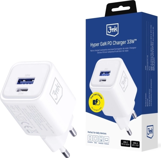 3mk Hyper Charger PD 33W GaN fehér hálózati töltő