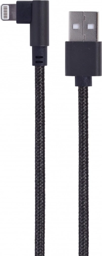 USB kábel 8 tűs (szögletes) csatlakozóhoz, textil fonott borítás, 0,2 m, fekete – 1 db