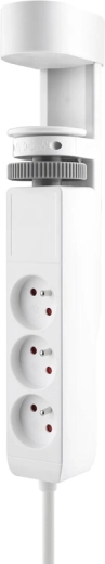 Solight hordozható, asztalra rögzíthető elosztó szorítós rögzítéssel 3× 230 V + USB-A és 2× USB-C PD, 2 m, fehér
