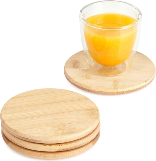 Bambusz poháralátétek 9,5 cm, 4 darabos készlet