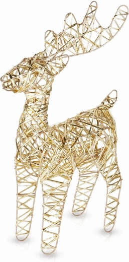 Világító aranyszínű rénszarvas, 25 LED, 34 cm