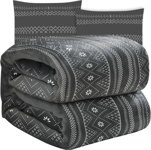 Puha téli takaró két párnahuzattal RUHHY, szürke 160 × 200 cm