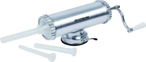 Kézi hurka- és kolbásztöltő alumíniumötvözetből, 10 cm átmérő, 1,5 kg + 3 toldat