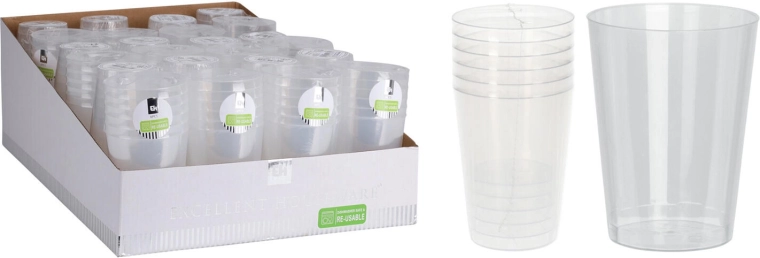 Műanyag poharak 280 ml átlátszó – 6 darabos készlet