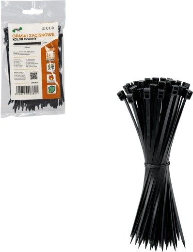 Kábelkötegelő készlet 2,5 × 100 mm, fekete (100 db)
