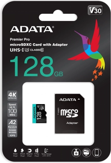 microSD memóriakártya 128 GB UHS‑I U3 V30 A2 + adapter