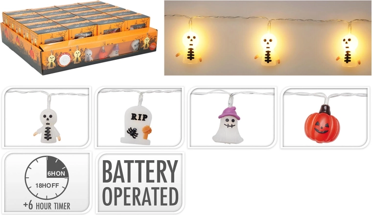 Halloween LED fényfüzér 1,65 m – meleg fehér