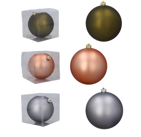 Matt karácsonyi gömb 12 cm – olívazöld, réz vagy grafitszürke