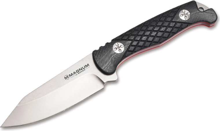 Magnum Life Knife bushcraft/EDC kés 10 cm, szürke, fekete–piros, G10, Kydex tok
