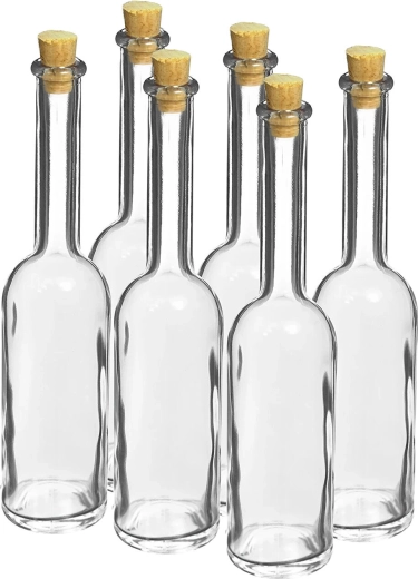 Üvegpalack 100 ml természetes parafadugóval, 6 db-os készlet