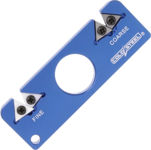 Hordozható 2 az 1-ben zsebkés-élező alumíniumból, kék