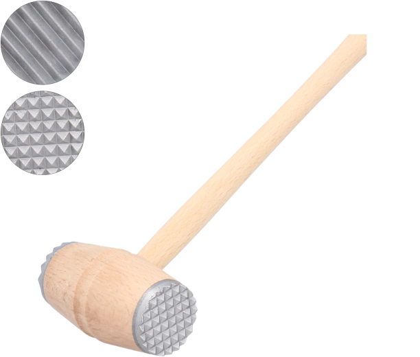 Fa húsklopfoló fém betétekkel, 29 cm