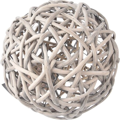 Rattan világító dekorációs LED gömb 15 cm, szürke