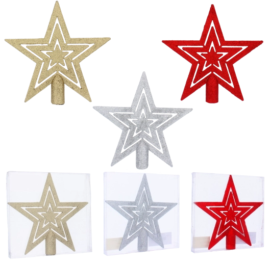 Csillag alakú csúcs karácsonyfára 20 cm