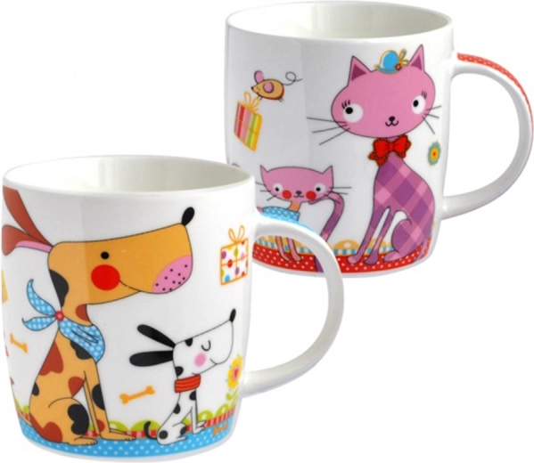 Kerámia bögre macska vagy kutya motívummal 390 ml