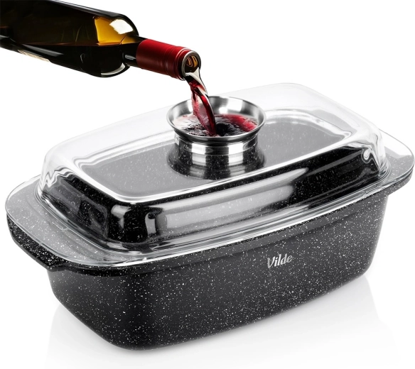 Gránit tepsi fedővel, 5,4 l, 39 × 22 × 17,5 cm