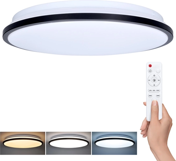 Solight LED mennyezeti és fali lámpa Jamil távirányítóval, 48 W, 3360 lm, 40 cm, CCT, dimmelhető