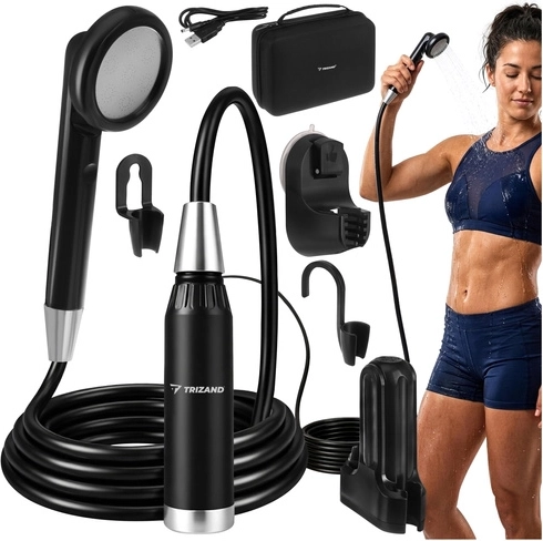 TRIZAND hordozható kempingzuhany szivattyúval és USB-töltéssel