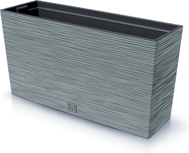 Műanyag bordázott virágláda betéttel 77 cm, beton szürke