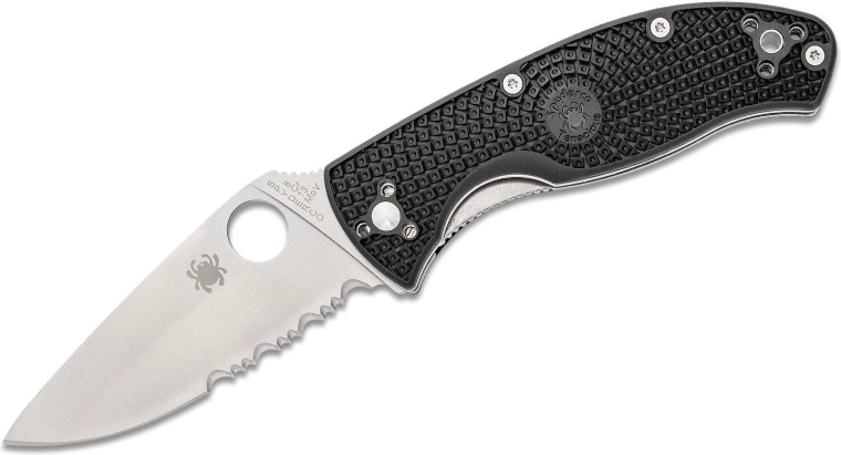 Spyderco Tenacious Lightweight zsebkés, részben fogazott 8,6 cm penge, fekete FRN