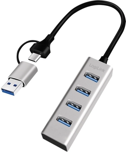 USB 3.0 hub 4 USB‑A porttal, 5 Gbit/s USB‑C/USB‑A adapterrel