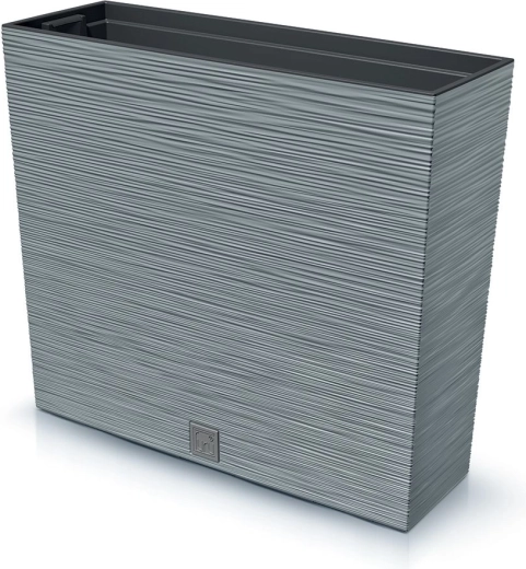 Műanyag bordázott virágláda betéttel 58 cm – beton szürke