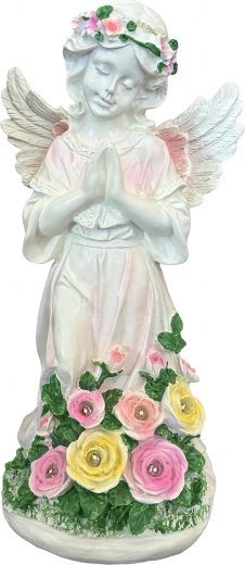 napelemes kerti angyal LED világítással – dekoratív szobor és mécsestartó