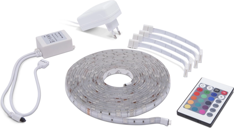 RGB LED-szalag távirányítóval, 5 m