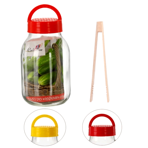 3 l-es üveg műanyag tetővel és tartozékokkal