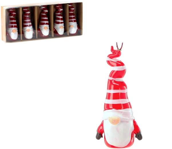 Karácsonyi díszkészlet manók 10 cm, 5 db