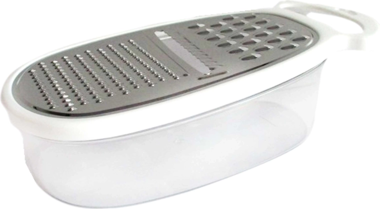 Rozsdamentes acél konyhai reszelő műanyag nyéllel, fehér