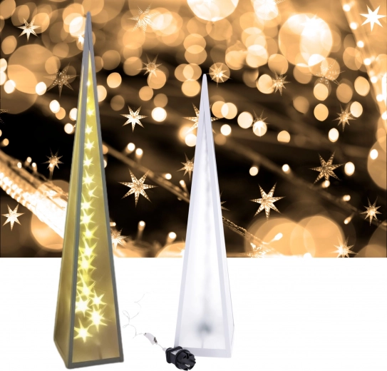 Piramisa LED forgó csillagokkal 13×13×60 cm