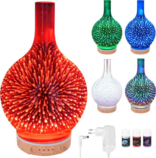 Zortiva 200 ml-es aroma diffúzor és légnedvesítő 3D LED RGB effekttel