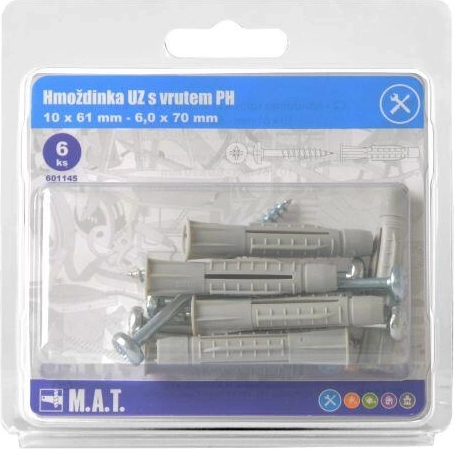 Csomózó tipli csavarral 10 mm, 6 db-os készlet