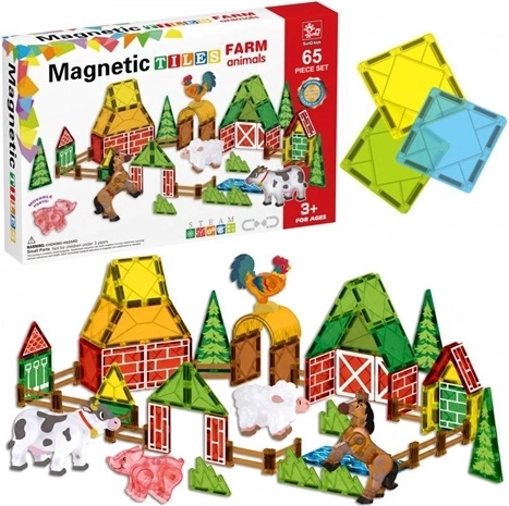 Mágneses építőkészlet farm, 65 darabos