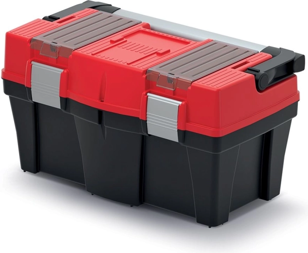 APTOP PLUS műanyag szerszámosláda, 45,8 × 25,7 × 24,5 cm, piros