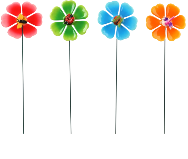 Kerti dísz pálcán, virág alakban, vegyes színek 13 × 2 × 68 cm